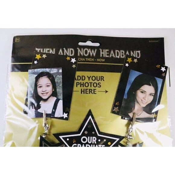 Graduation Then and Now Headband Customizable Celebrate Photo Prop Party Memory - Picture 2 of 8